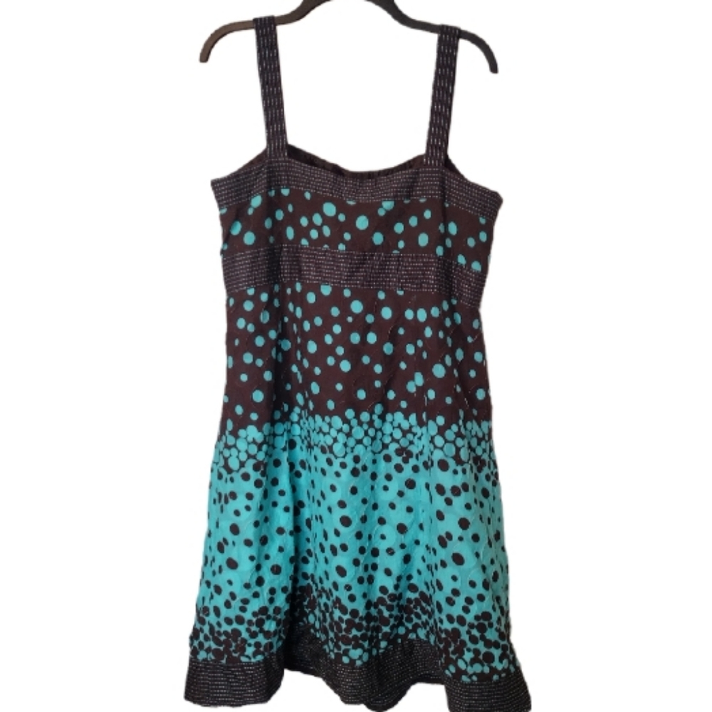 MADISON LEIGH Textured Turquoise & Brown Retro Sundress size 14W